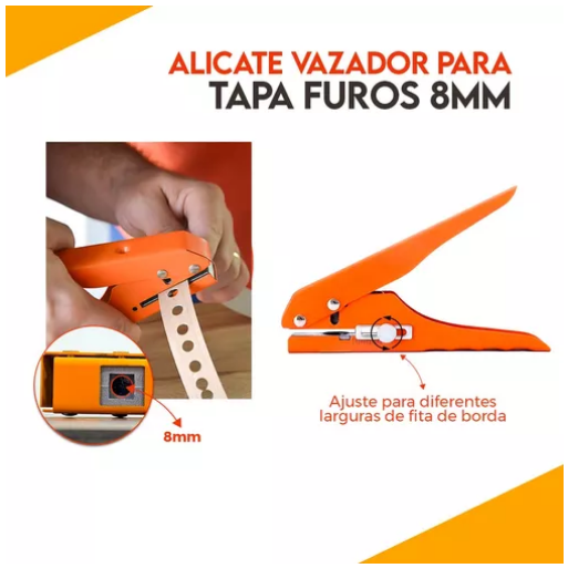 Alicate Vazador para Tapa Furos - 8mm + Escareador